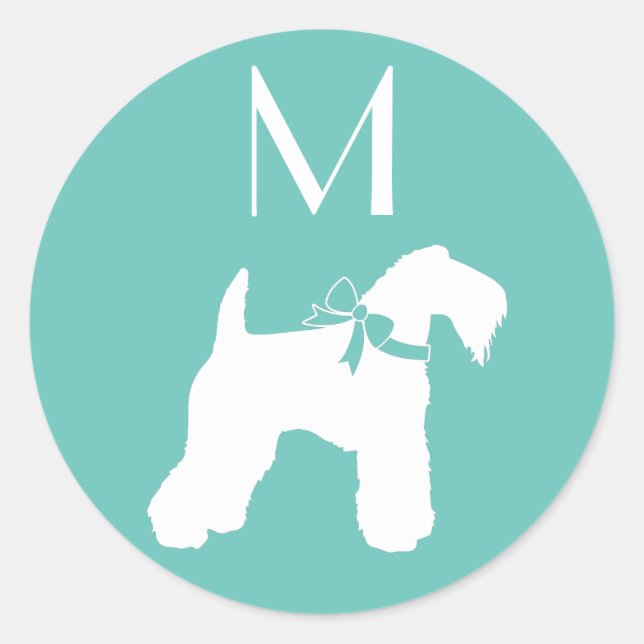 Pegatina Redonda Kerry Blue Terrier Dog Puppy (Anverso)