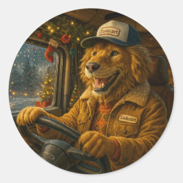 Pegatina Redonda Kerst Sticker – De Gouden Chauffeur van Warmte