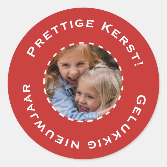 Pegatina Redonda Kerst sticker met foto (Anverso)