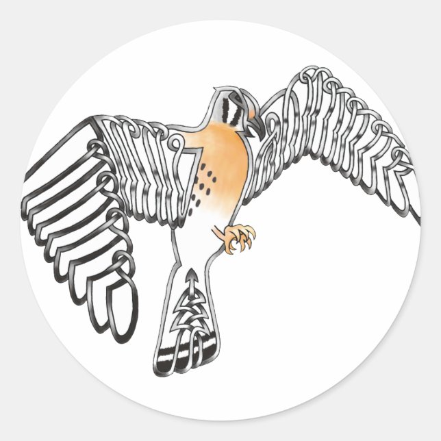 Pegatina Redonda Kestrel (Anverso)