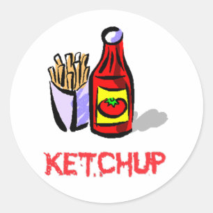Pegatina Redonda ketchup