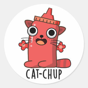 Pegatina Redonda Ketchup Pun divertido