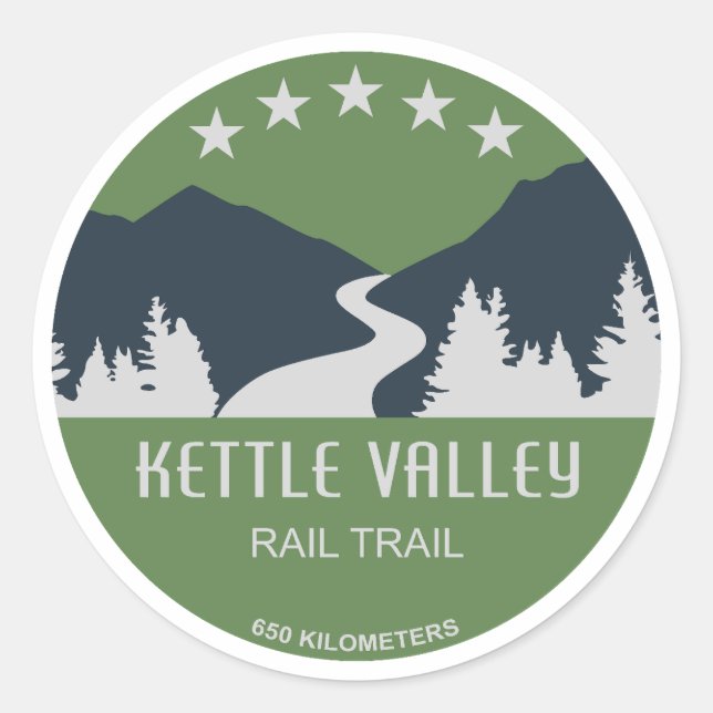 Pegatina Redonda Kettle Valley Rail Trail British Columbia (Anverso)