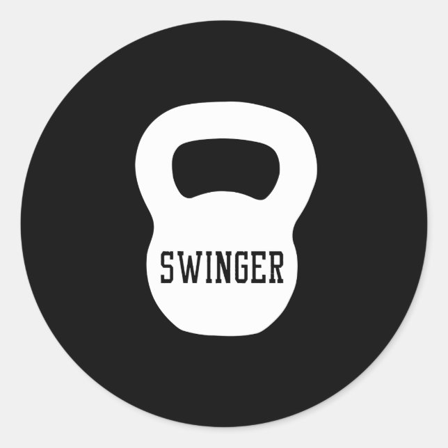 Pegatina Redonda Kettlebell Swinger (Anverso)