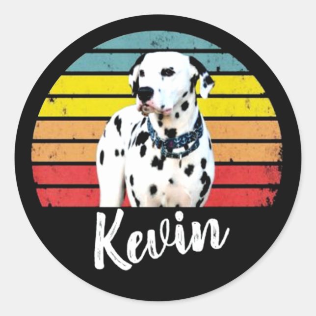 Pegatina Redonda Kevin Retro Sunset Round Classic Round Sticker (Anverso)