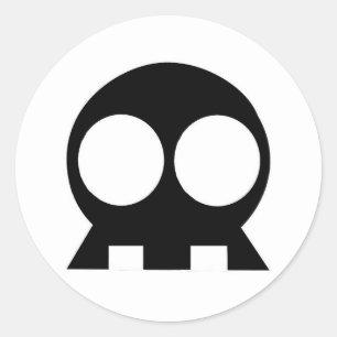 Pegatina Redonda Key StickEms de cráneo NEGRO