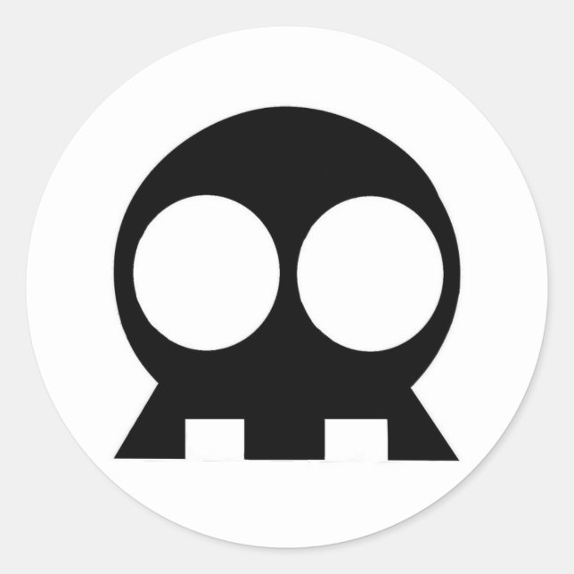 Pegatina Redonda Key StickEms de cráneo NEGRO (Anverso)