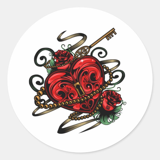 Pegatina Redonda Key To My Heart T-Shirt (Anverso)