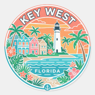 Pegatina Redonda Key West, Florida