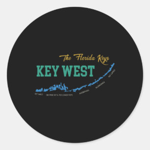 Pegatina Redonda Key West Florida Miami Ambiente Playa Estado Solea
