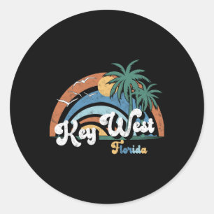 Pegatina Redonda Key West Florida Miami Ambiente Playa Estado Solea
