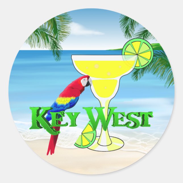 Pegatina Redonda Key West Margarita (Anverso)