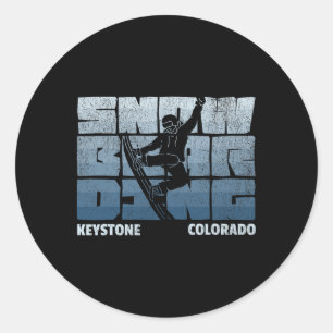 Pegatina Redonda Keystone Colorado Snowboarding Resort Guay Vintage