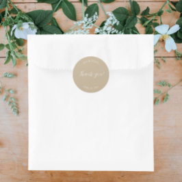 Pegatina Redonda Khaki Stylized Boda Gracias