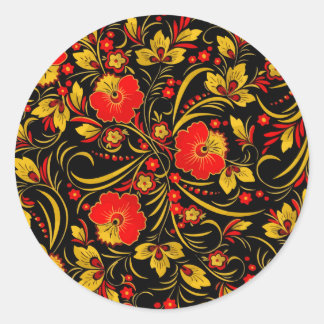 Pegatina Redonda Khokhloma ruso