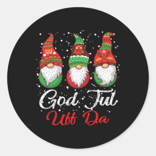 Pegatina Redonda Ki God Jul Uff Da Sueco Merry Christmas Gnome Co