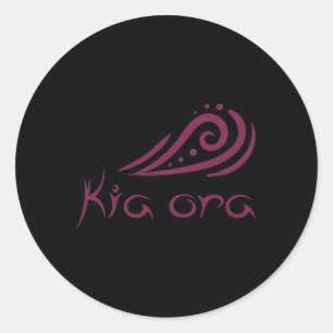Pegatina Redonda Kia Ora Hola Ola En Maorí Nueva Zelanda Lynesian