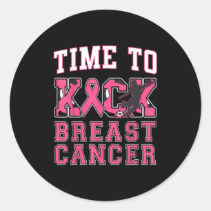 Pegatina Redonda Kick Breast Cancer Awareness Soccer Pink Ribbon Bo