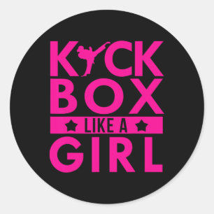 Pegatina Redonda Kickbox Like A Girl Artes Marciales Kickboxing Kar