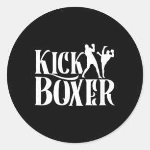 Pegatina Redonda Kickboxer Kickbox Kick Boxing Kickboxing Artes Mar
