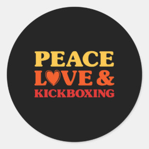 Pegatina Redonda Kickboxing amo el kickboxing para hombres y mujere