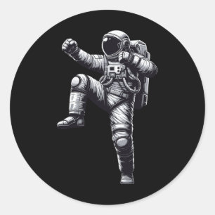 Pegatina Redonda Kickboxing astronauta tailandés muay