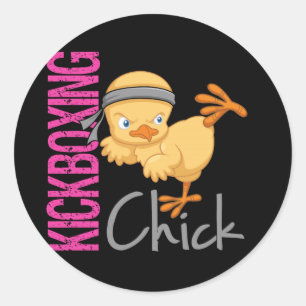 Pegatina Redonda Kickboxing Chick