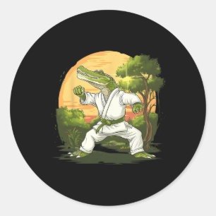 Pegatina Redonda Kickboxing Cocodrilo Taekwondo Karate Mma Divertid