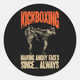 Pegatina Redonda Kickboxing donde tus pies también obtienen un cint