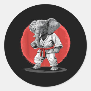 Pegatina Redonda Kickboxing Elefante Karate Taekwondo Jiu-Jitsu MMA