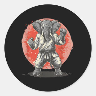 Pegatina Redonda Kickboxing Elefante Karate Taekwondo Jiu-Jitsu MMA