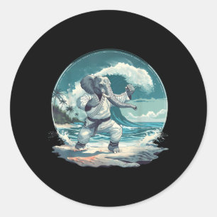 Pegatina Redonda Kickboxing Elefante Karate Taekwondo Jiu-Jitsu MMA