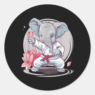 Pegatina Redonda Kickboxing Elefante Karate Taekwondo Jiu-Jitsu MMA