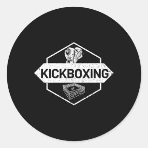 Pegatina Redonda Kickboxing En El Ring