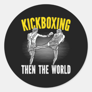 Pegatina Redonda Kickboxing Entonces El Mundo Kickboxer Combyt Luch