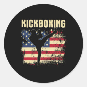 Pegatina Redonda Kickboxing - Entrenador de Artes Marciales Mixtas