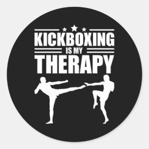 Pegatina Redonda Kickboxing Genial Para Hombres Mujeres Entrenamien