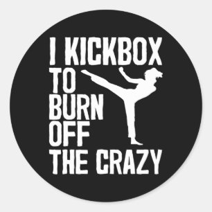 Pegatina Redonda Kickboxing Genial Para Hombres Mujeres Kickboxer J