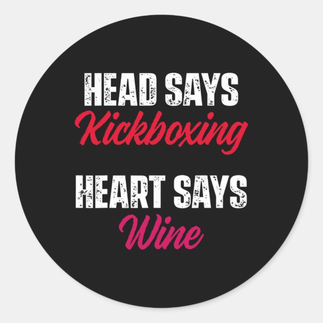Pegatina Redonda Kickboxing Heart Wine Kick Boxing Workout  (Anverso)