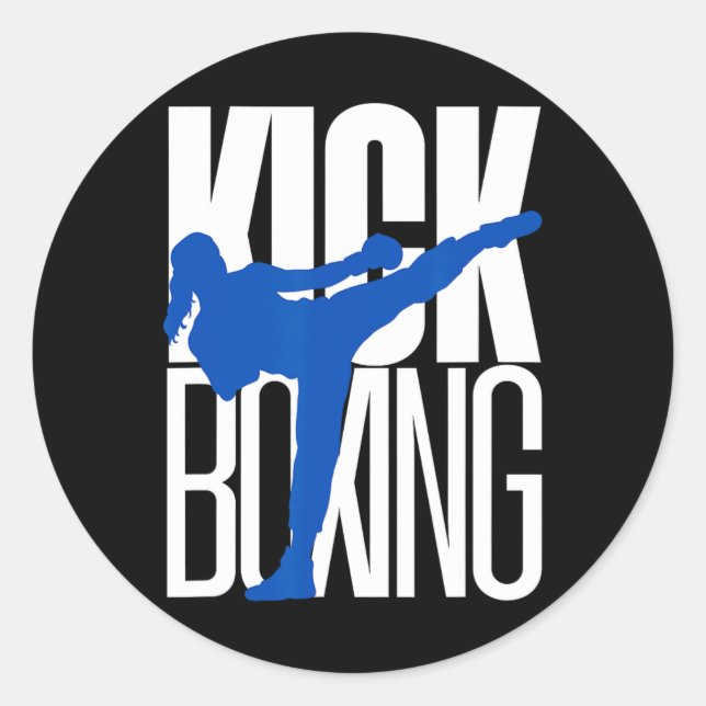 Pegatina Redonda Kickboxing Highkick  (Anverso)