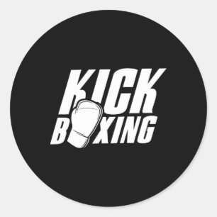 Pegatina Redonda Kickboxing Kickboxer Kickbox Boxeo de Contacto Art