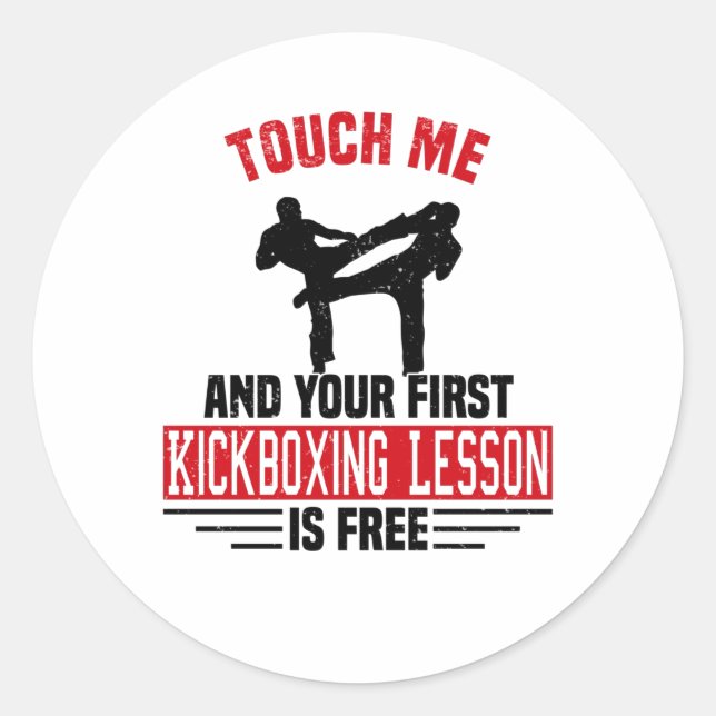 Pegatina Redonda Kickboxing Kickboxer Martial Arts Boxer Sparring (Anverso)