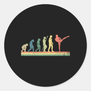 Pegatina Redonda Kickboxing Kickboxer Retro Vintage