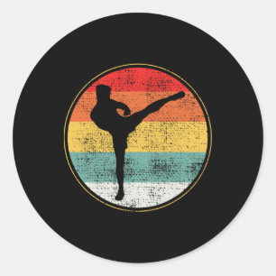 Pegatina Redonda Kickboxing Kickboxer Retro Vintage _1