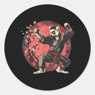 Pegatina Redonda Kickboxing Lémur Artes Marciales Karate Jiu-Jitsu
