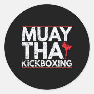 Pegatina Redonda Kickboxing Muay Thai Precisión Y Resistencia