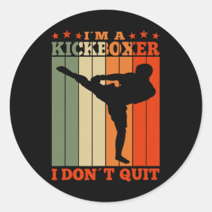 Pegatina Redonda Kickboxing soy un kickboxer no renuncio retro