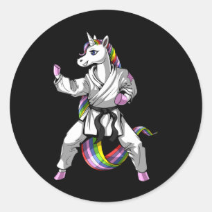 Pegatina Redonda Kickboxing Taekwé de arte marcial de Ninja Karate 