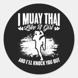Pegatina Redonda Kickboxing Tailandia Mma Boxeo Tailandés Muay Thai
