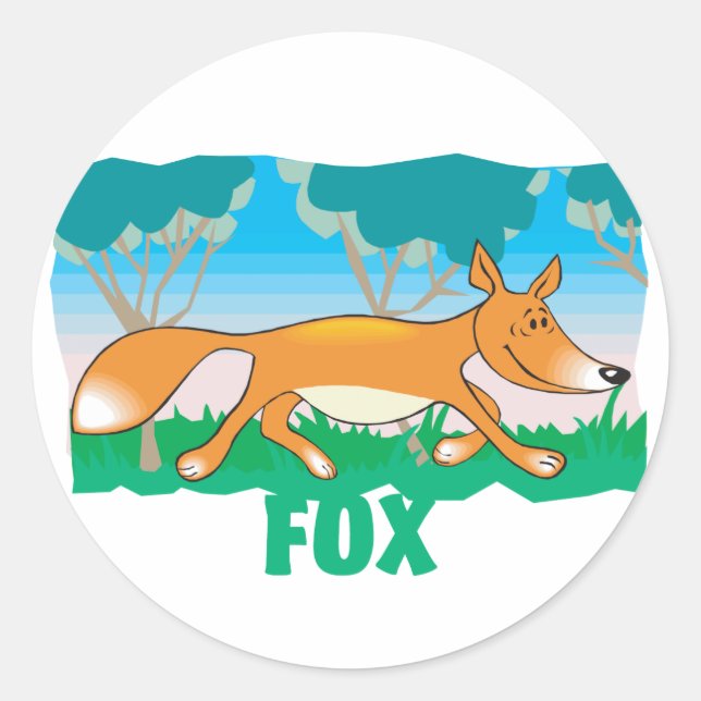 Pegatina Redonda Kid Friendly Fox (Anverso)
